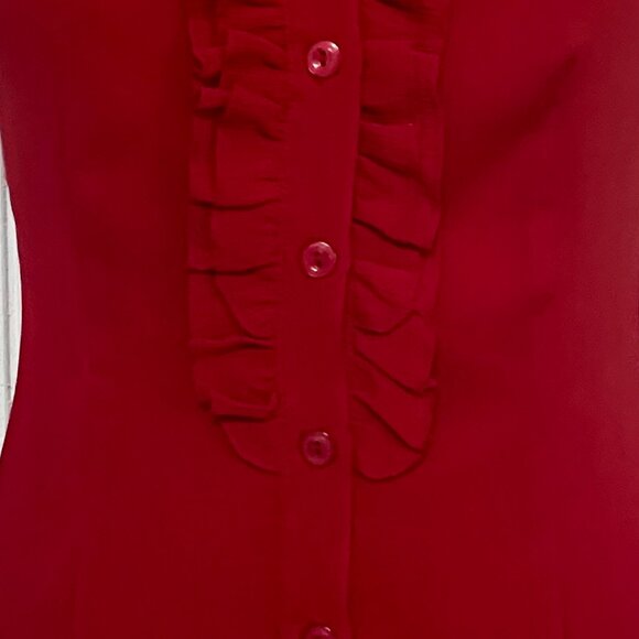 Red chiffon tuxedo top, BCX, Size Small/Medium - Picture 6 of 11